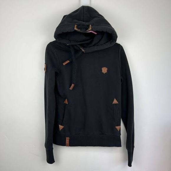 Naketano Black Athletic high neck hoodie pull over sweatshirt size small - Picture 2 of 10